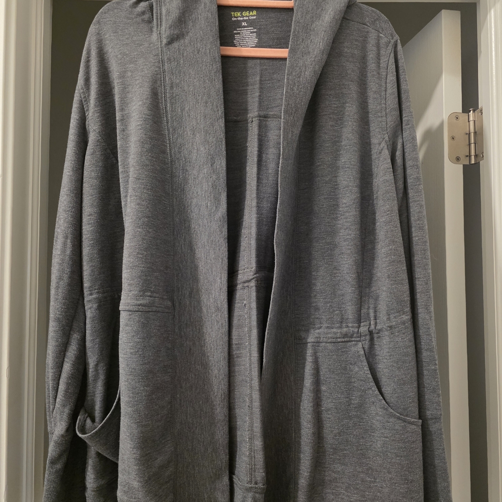 Gray Hooded Cardigan